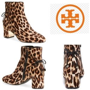 Tory Burch Laila Leopard Cheetah Print Booties